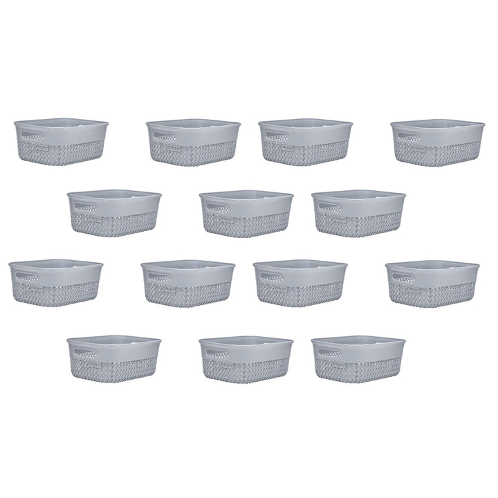 Life Story Lightweight Heavy Duty Storage Woven Basket 4 Quarts, Grey (14 Pack)