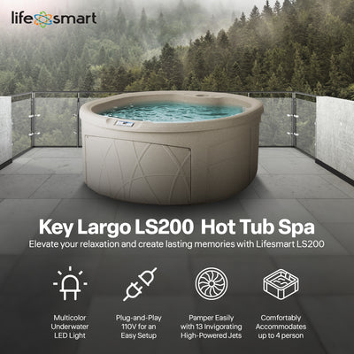 LifeSmart Largo Hot Tub Spa w/110 Volt Plug and Play & LED Light, Sand(Open Box) - VMInnovations