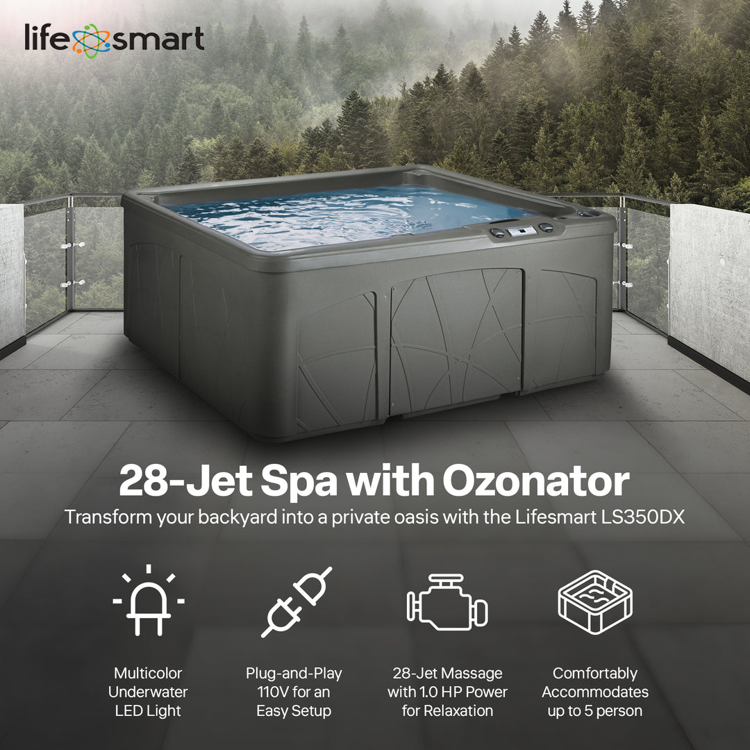 Lifesmart Spas 5 Person Plug & Play 28 Jet LED Hot Tub, LS350DX, Taupe(Open Box)