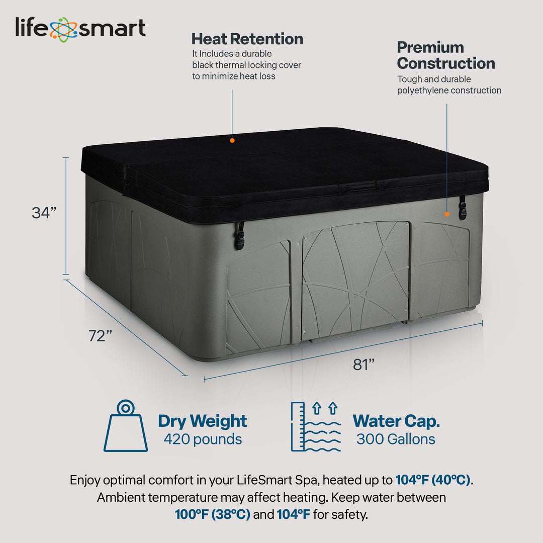 Lifesmart Spas 5 Person Plug & Play 28 Jet LED Hot Tub, LS350DX, Taupe(Open Box)