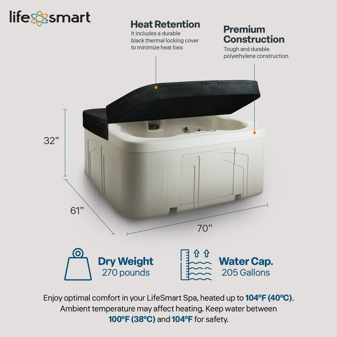 LifeSmart 4 Person Plug and Play Square Hot Tub Spa, Gray (For Parts)