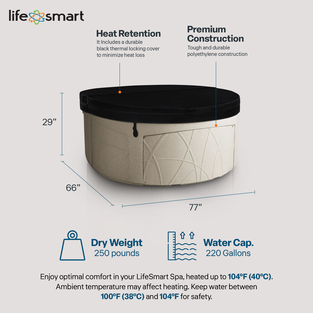LifeSmart Largo Hot Tub Spa w/110 Volt Plug and Play & LED Light, Sand(Open Box)