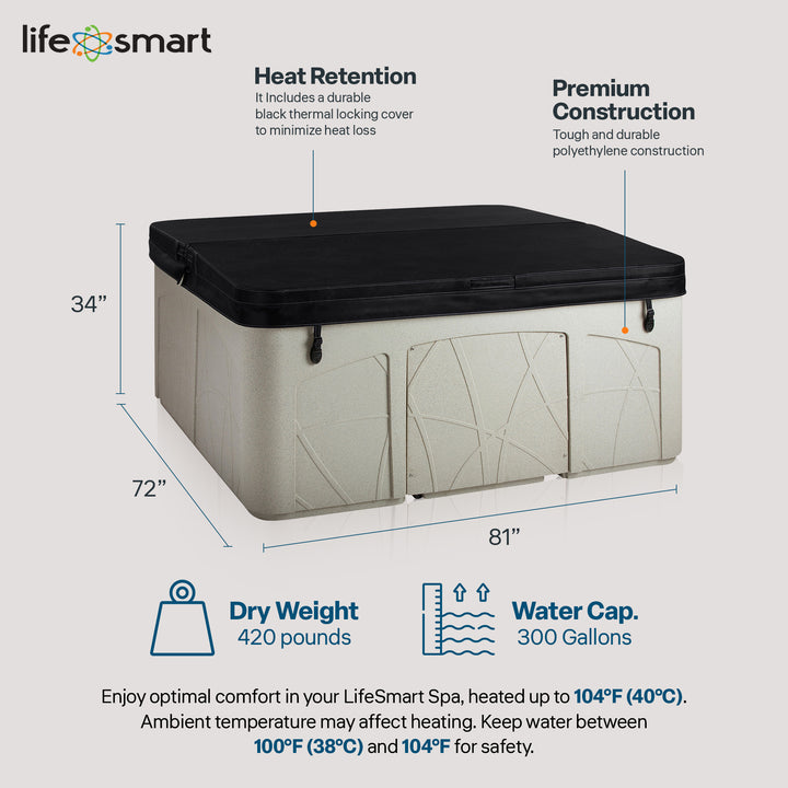 Lifesmart Spas 5 Person Plug and Play 28 Jet LED Outdoor Hot Tub, LS350DX, Sand