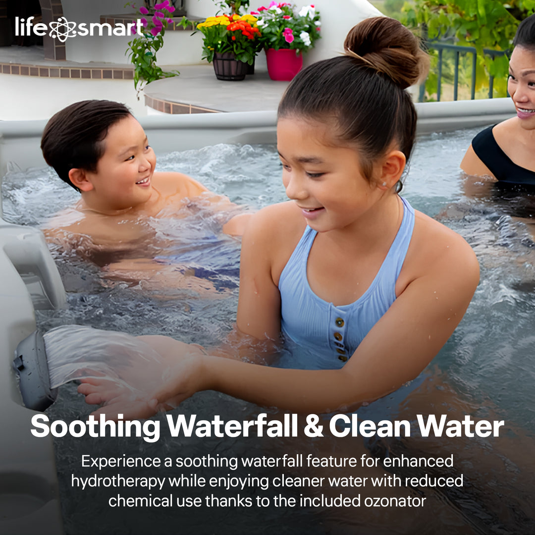 Lifesmart Spas 5 Person Plug and Play 28 Jet LED Outdoor Hot Tub, LS350DX, Sand