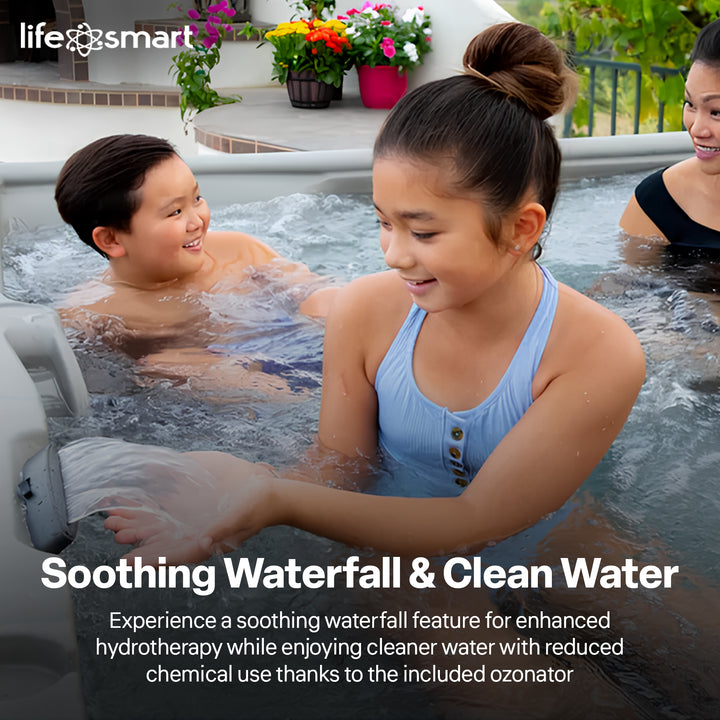 Lifesmart Spas 5 Person Plug and Play 28 Jet LED Outdoor Hot Tub, LS350DX, Sand