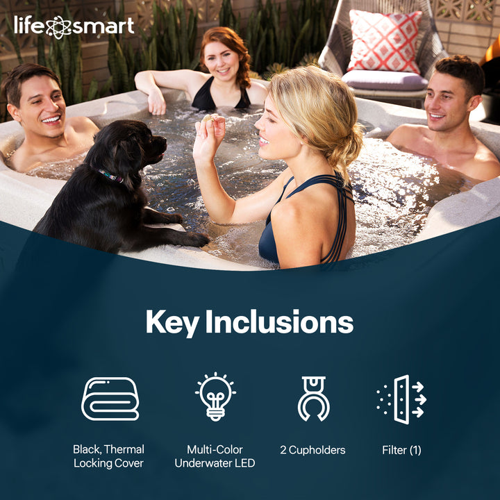LifeSmart 4 Person Plug and Play Square Hot Tub Spa, Gray (For Parts)