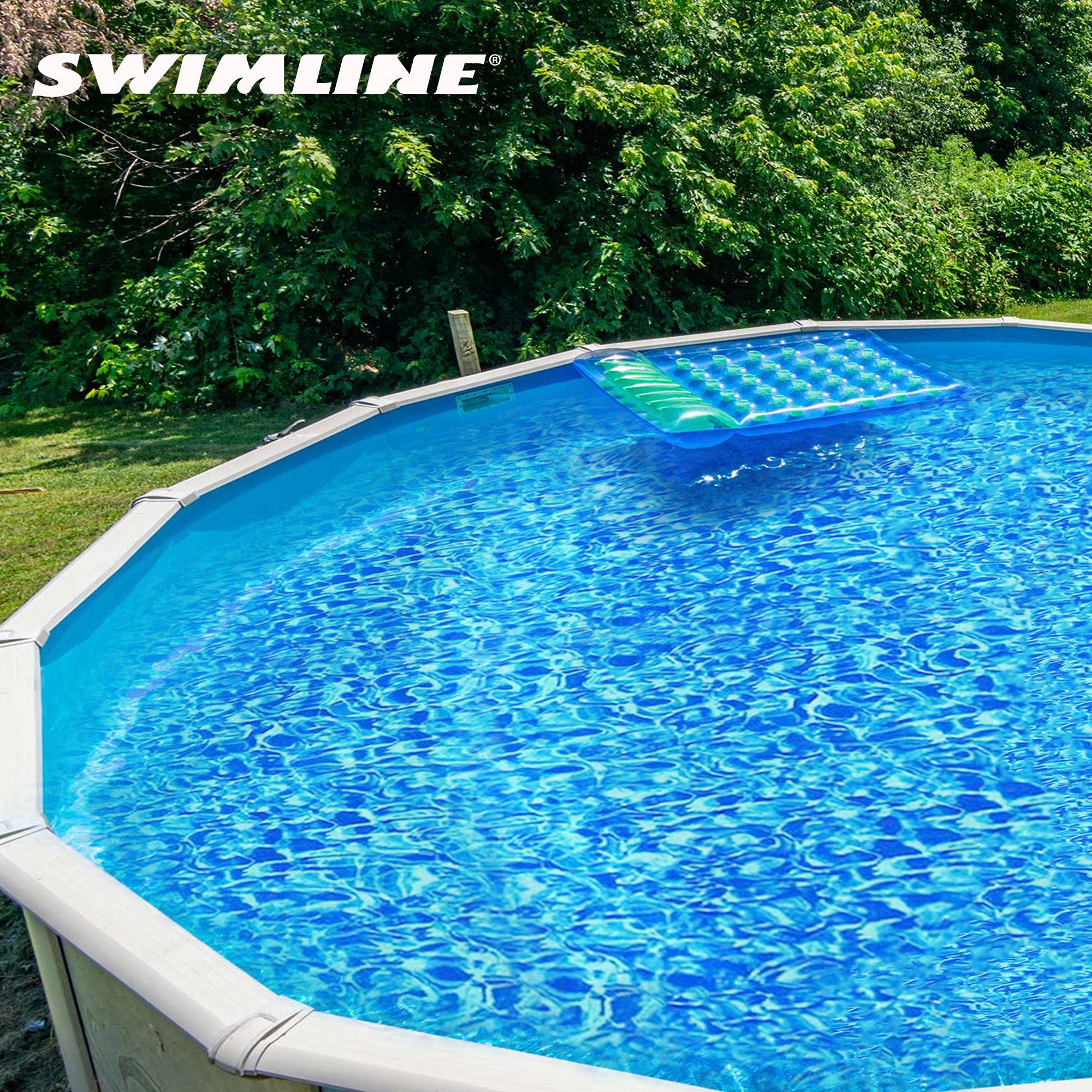 Swimline 24 Foot Swirl Blue Round Above Ground Swimming Pool Wall Liner (Used) - VMInnovations