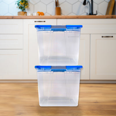 Homz 64 Qt Secure Latch Lrg Clear Stackable Storage Container w/Lid (2pk)(Used) - VMInnovations