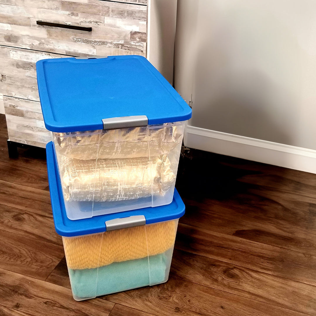 Homz 64 Qt Secure Latch Large Clear Stackable Storage Container Bin (4 Pack)