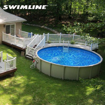 Swimline 24 Foot Swirl Blue Round Above Ground Swimming Pool Wall Liner (Used) - VMInnovations