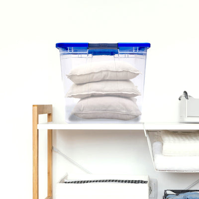 Homz 64 Qt Secure Latch Large Clear Stackable Storage Container Bin (Open Box) - VMInnovations
