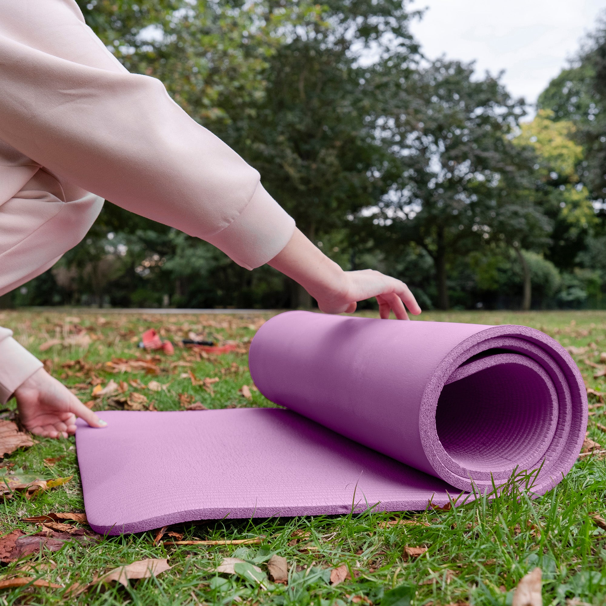 BalanceFrom Yoga Mat, 1" Extra Thick Exercise Pilates Workout Mat, Taro Purple