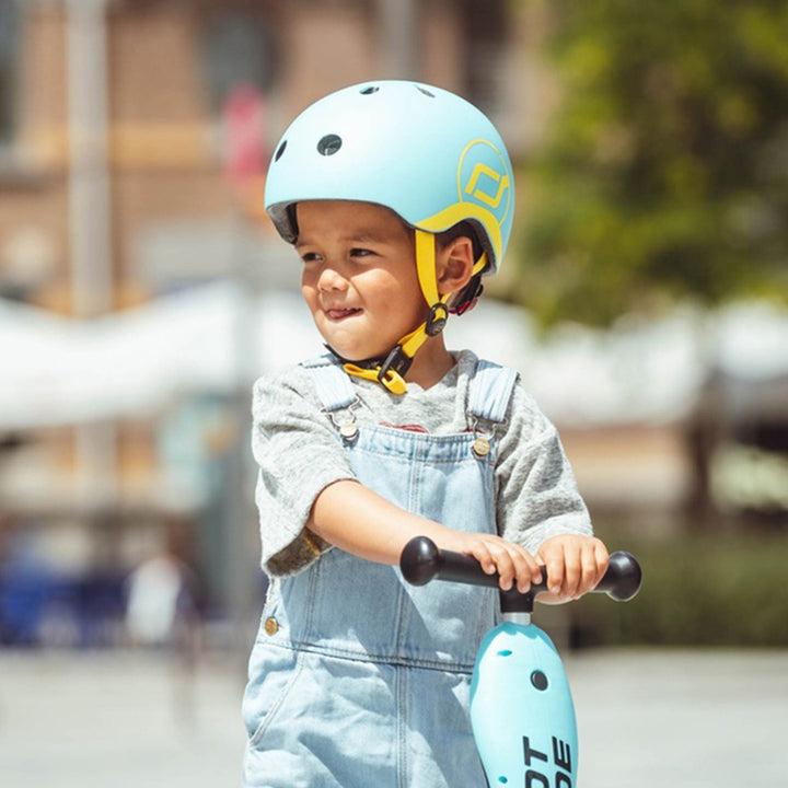 Scoot & Ride Toddler Kids Bike and Scooter Helmet with LED Light, XXS, Blueberry