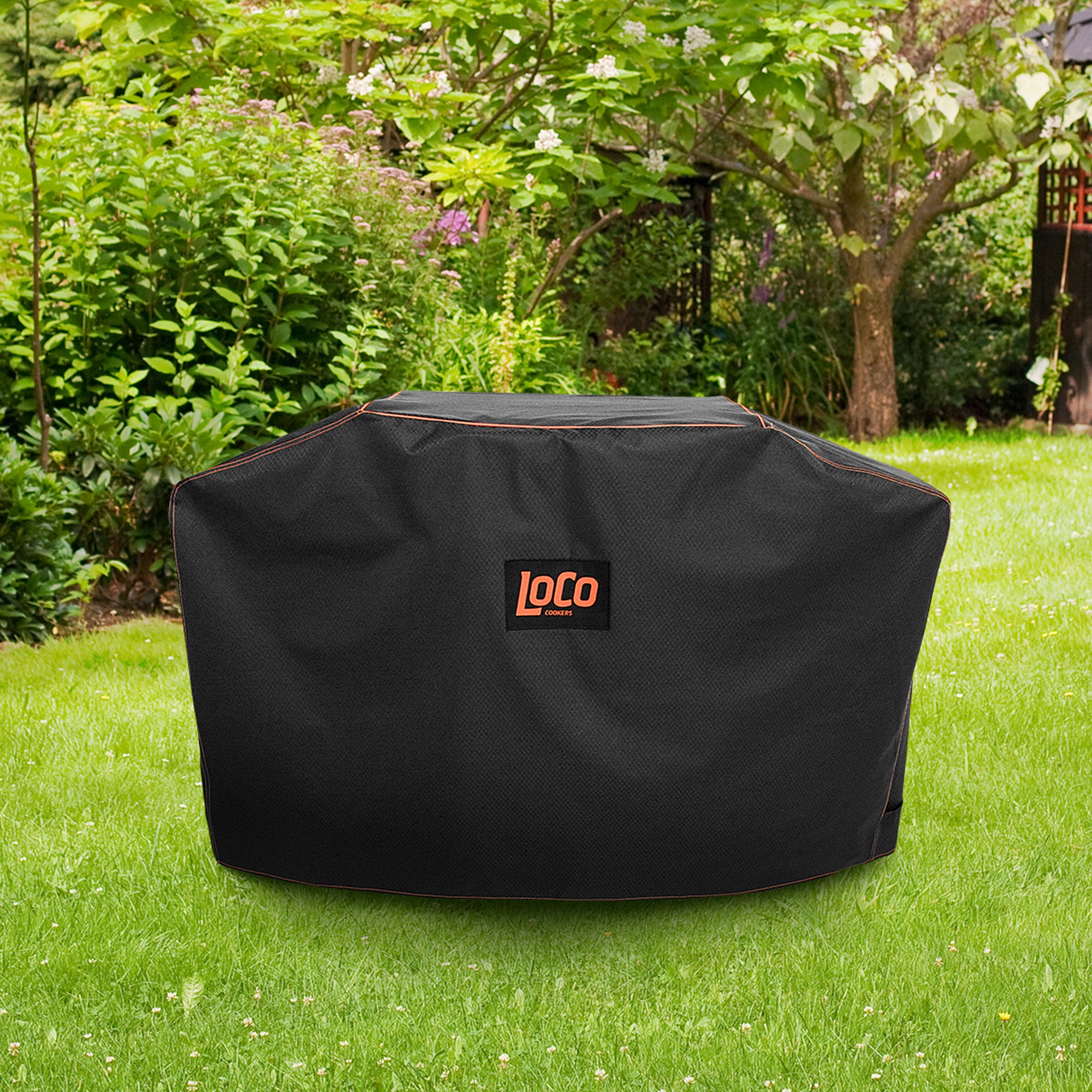 Loco Cookers 26 In Universal Grill Cover with SmartTemp, Zipper, and Cart, Black - VMInnovations