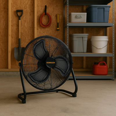 Remington 20" High Velocity Floor Fan, 3 Speed Portable Cooling Unit, Black - VMInnovations