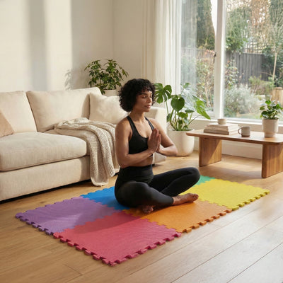 BalanceFrom Fitness 24 Sq Ft Interlocking EVA Foam Exercise Mat Tiles, Multi - VMInnovations