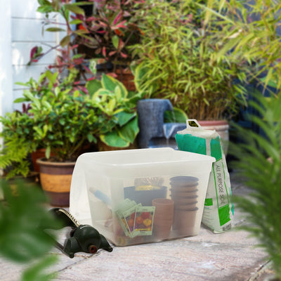 Gracious Living 10 gal Stackable Storage Container Bin w/Lid, Clear (6 Pack) - VMInnovations