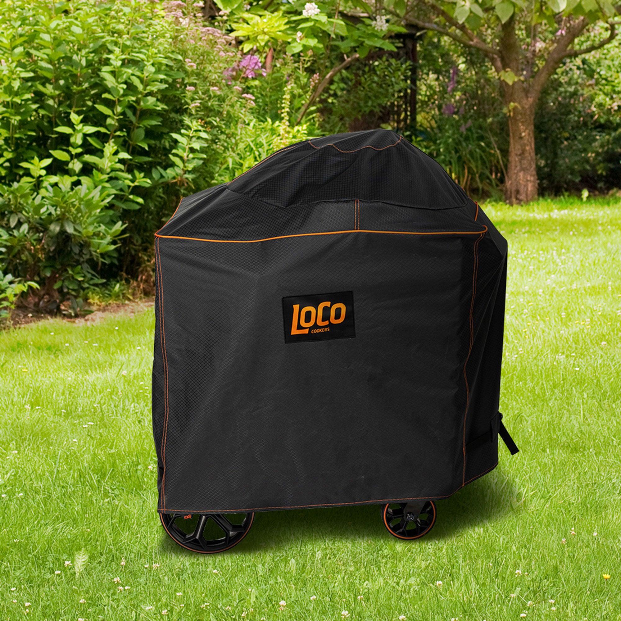 Loco Cookers 22.5 In Kettle Grill Cover with SmartTemp, Zipper, and Cart, Black - VMInnovations