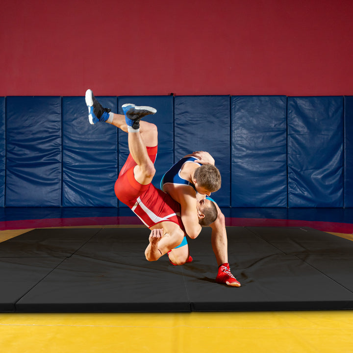 BalanceFrom Fitness 120" x 48" Exercise Mat & Adjustable Gymnastics Bar, Black