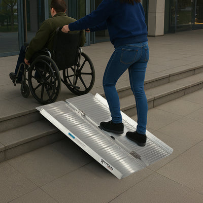 Titan Ramps 3 Foot Single-Fold Aluminum Wheelchair Ramp, 600 Pound Capacity