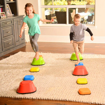 Playzone-Fit Balance Stepping Stones for Kids 2 Fun Sizes, Set of 5, Multicolor