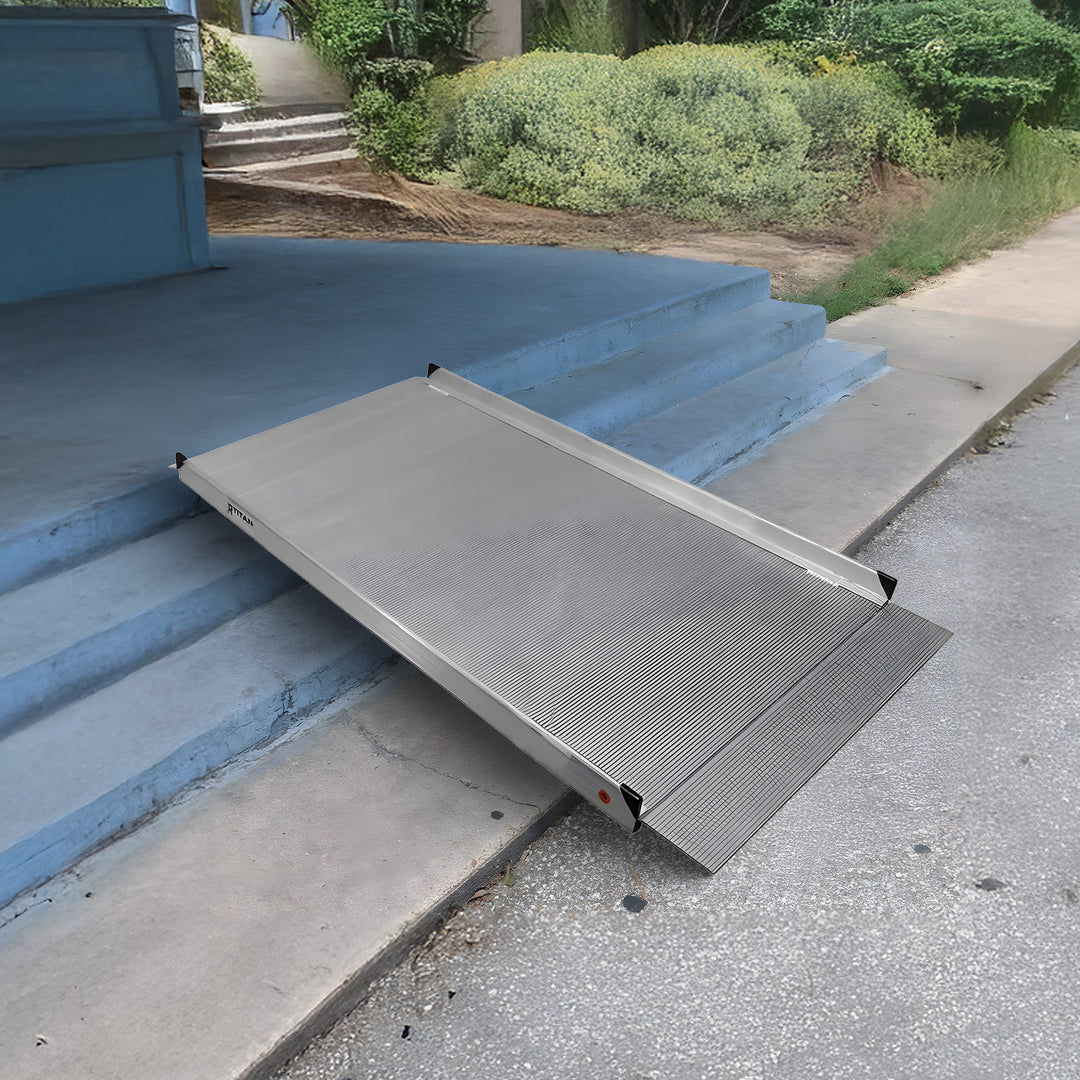 Titan Ramps 6 Foot Aluminum Wheelchair Entry Ramp, One Piece, 850 Pound Capacity