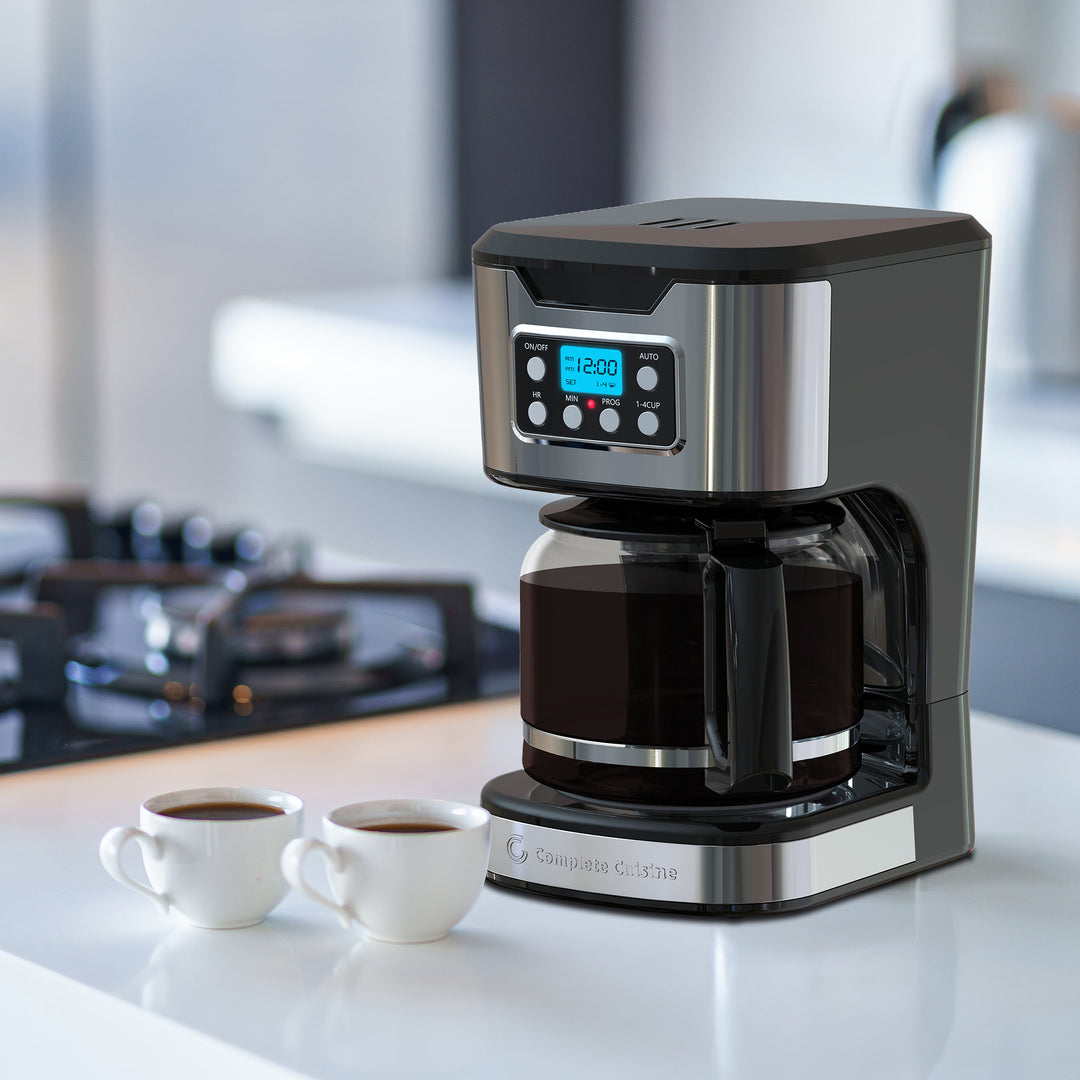Complete Cuisine 12-Cup Programmable Drip Coffee Maker, Auto Shut-Off, Black