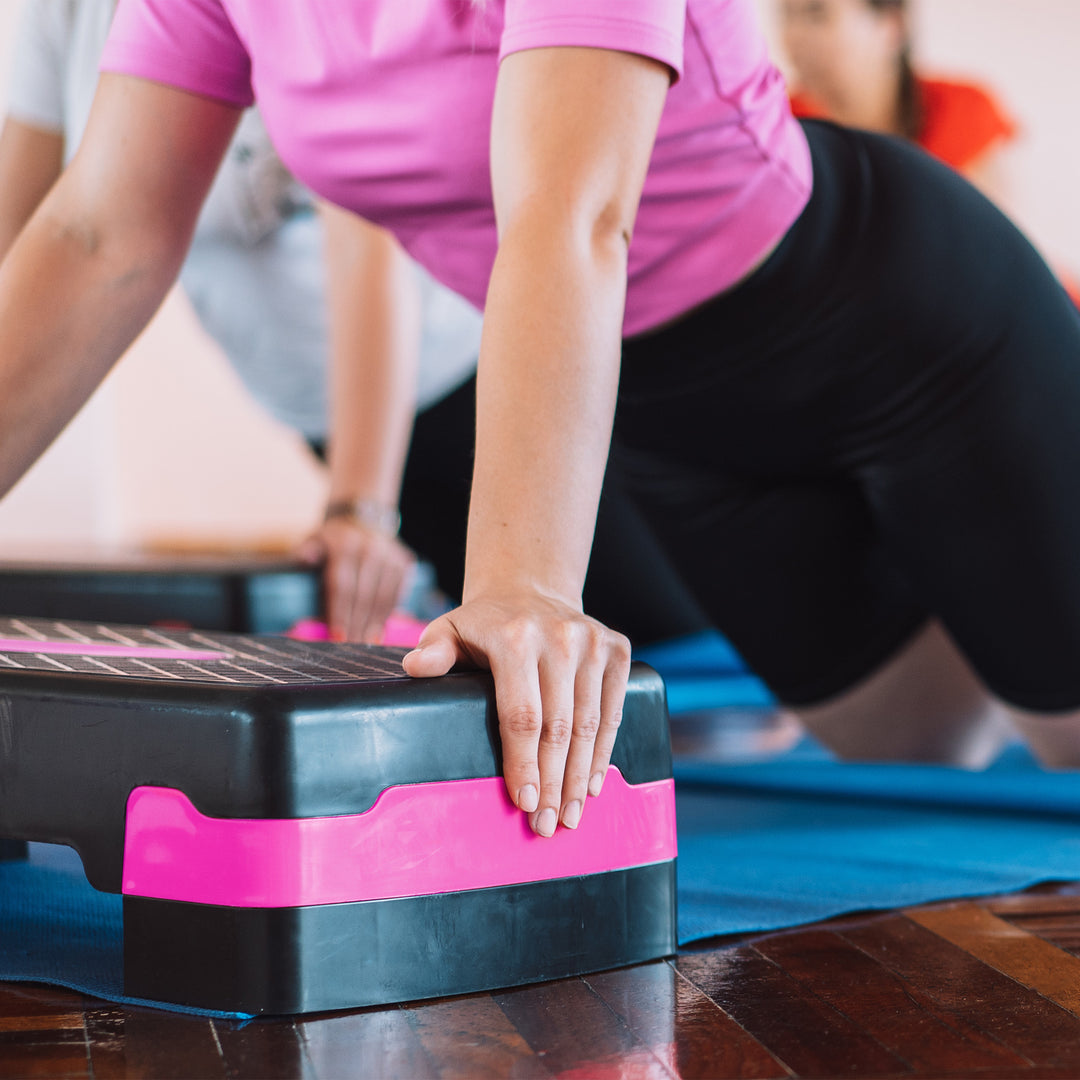 HolaHatha Aerobic Step Exercise Fitness Equipment w/Adjustable Height (Open Box) - VMInnovations