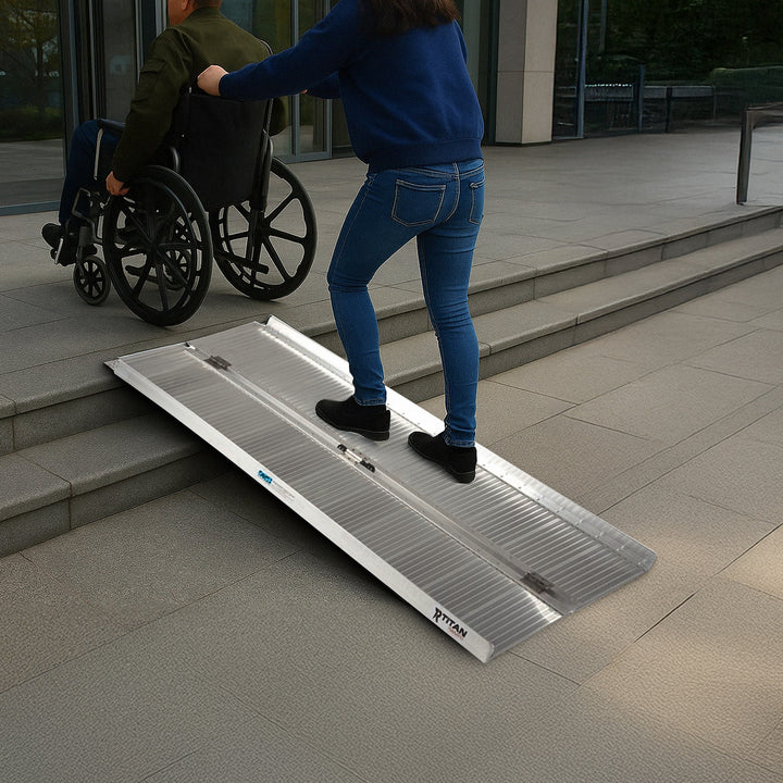 Titan Ramps 4 Foot Single-Fold Aluminum Wheelchair Ramp,600lb Capacity(Open Box)