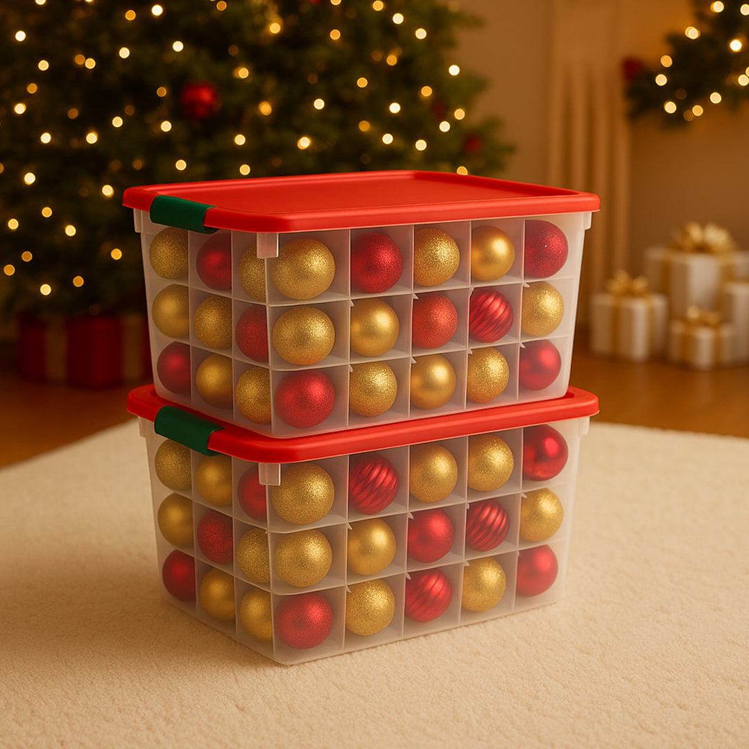 Homz 112 Qt Latching Holiday Plastic Storage Container Tote Box, Clear (2 Pack)