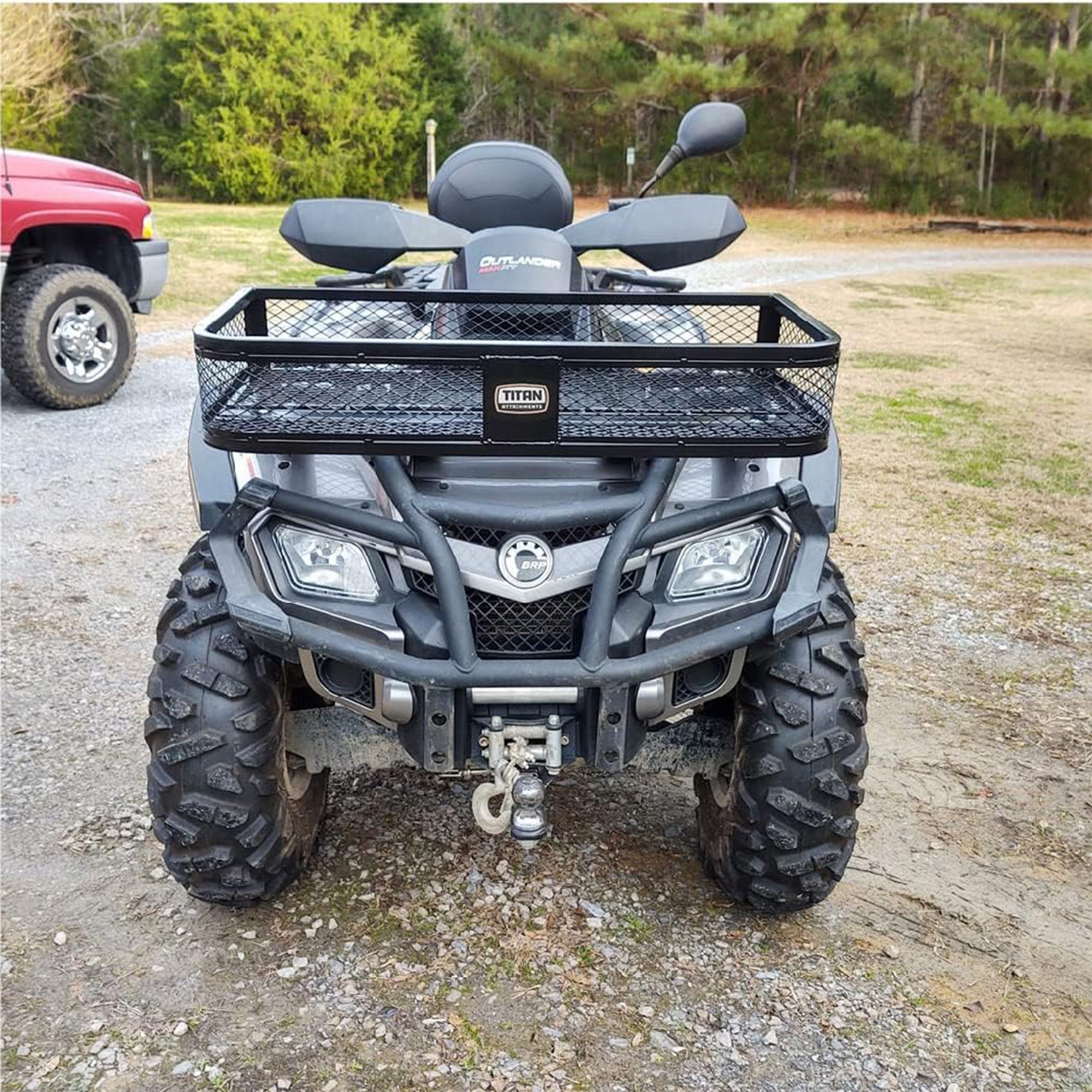 Titan Ramps Universal ATV/UTV Front Cargo Basket Rack with 100 Pound Capacity