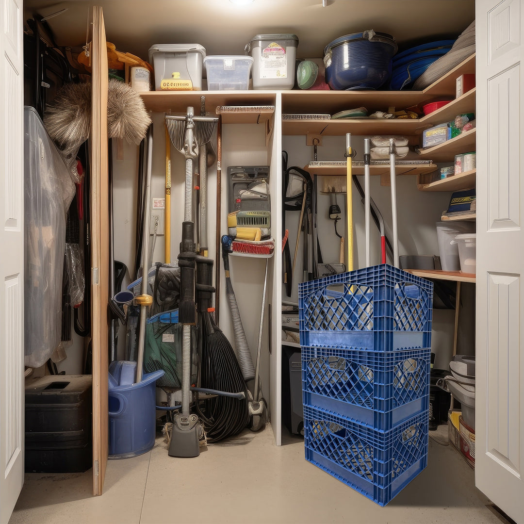 Juggernaut Storage 3-Pack Crate for Office Storage & Classroom Organization,Blue