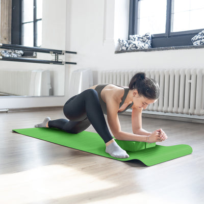 BalanceFrom Fitness 7pc Yoga Set with Mat, Stretch Strap & Knee Pad, Green(Used) - VMInnovations