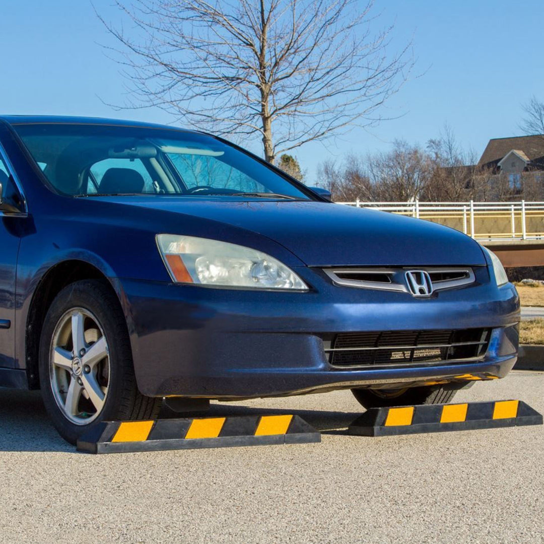Guardian Parking Stop, 3Ft Rubber Curb with Mounting Holes, Black/Yellow, 2 Pack