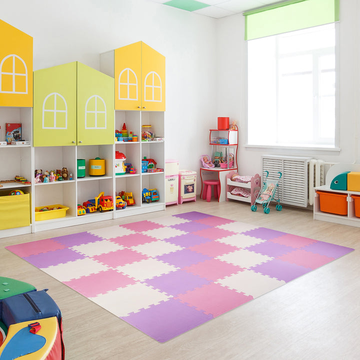 BalanceFrom 16 Tile Thick Interlocking Puzzle Foam Exercise Play Mat (Open Box) - VMInnovations