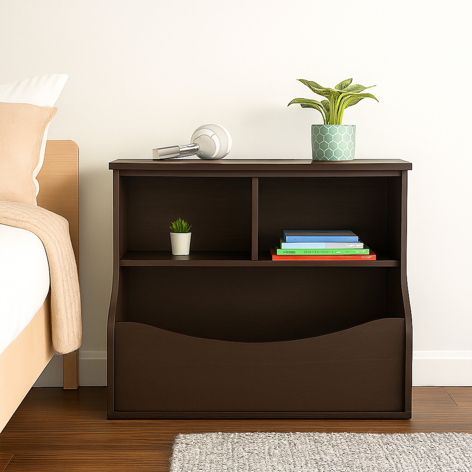 PJ Wood Bookcase, Store or Display Books of Different Sizes (Open Box) - VMInnovations