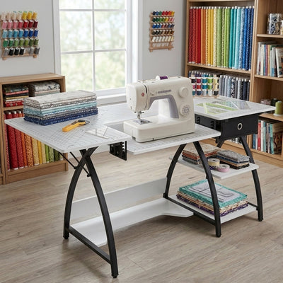 Sew Ready Comet Plus Craft Sewing Table with Accurate Fabric Cutting Grid-Top