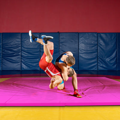 BalanceFrom 4' x 6' x 2" All Purpose Folding Gymnastics Gym Mat, Pink (Open Box)