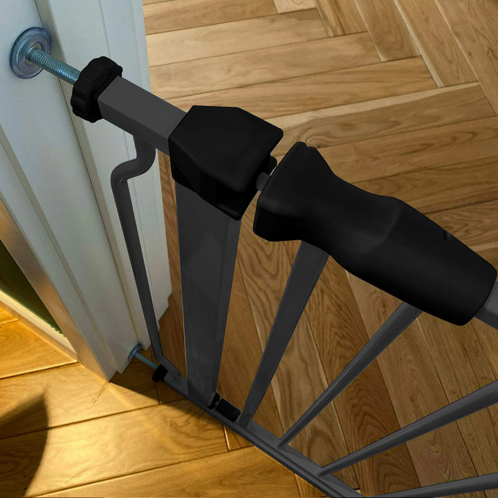 BalanceFrom Walk-Thru Safety Gate for Baby and Pets, 29.1-33.8"W, 30"H, Graphite