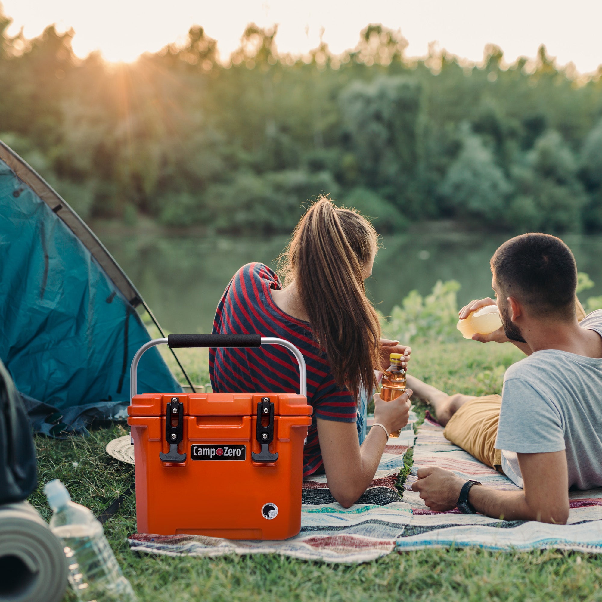 CAMP-ZERO 10 Liter 10.6 Quart Cooler w/2 Molded In Cup Holders, Orange(Open Box) - VMInnovations