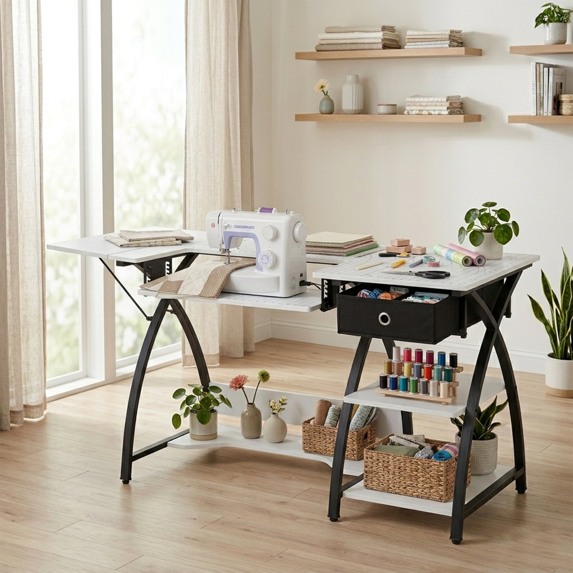 Sew Ready Comet Plus Craft Sewing Table with Accurate Fabric Cutting Grid-Top