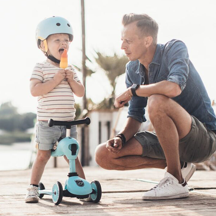 Scoot & Ride Toddler Kids Bike and Scooter Helmet with LED Light, XXS, Blueberry