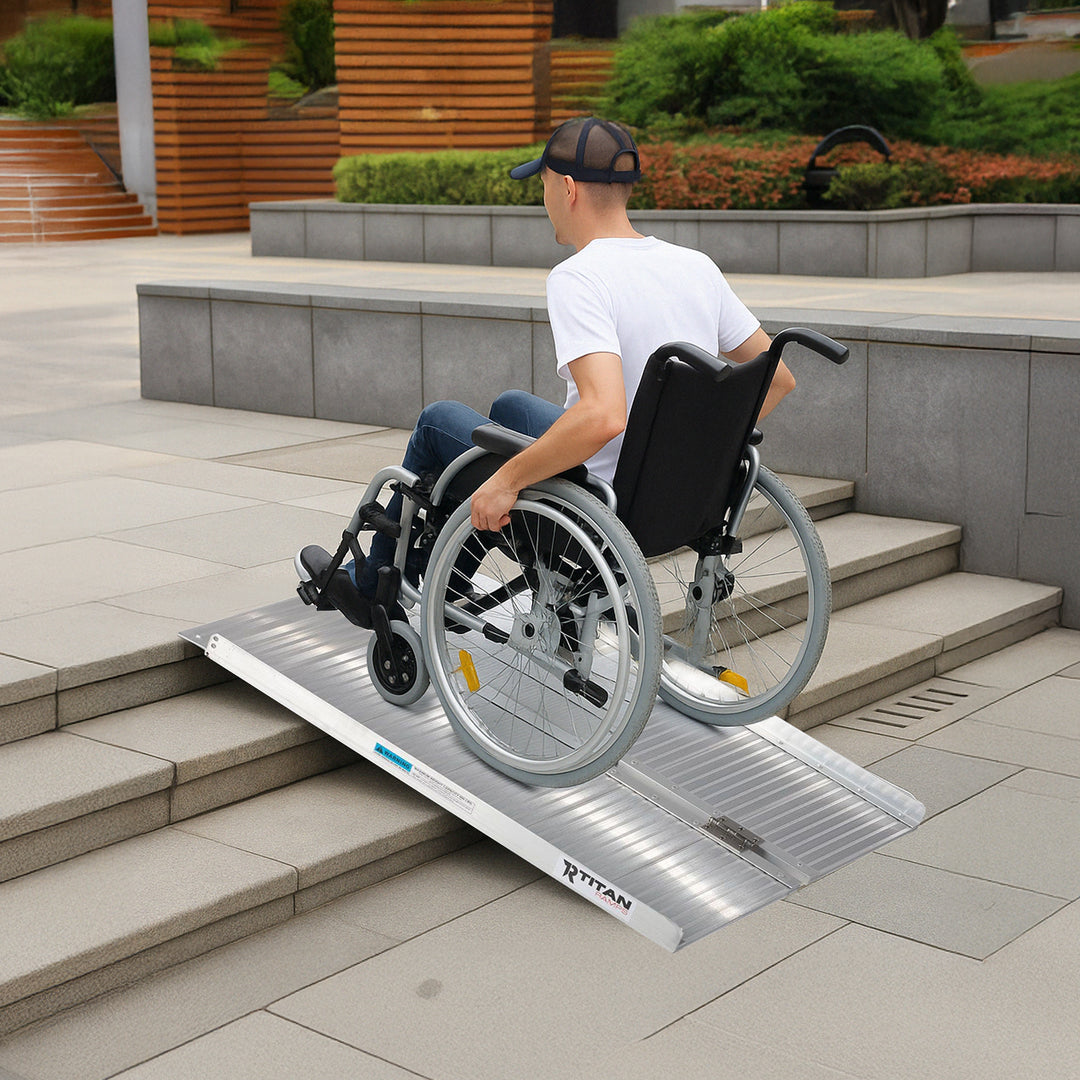 Titan Ramps 3 Foot Single-Fold Aluminum Wheelchair Ramp, 600 Pound Capacity