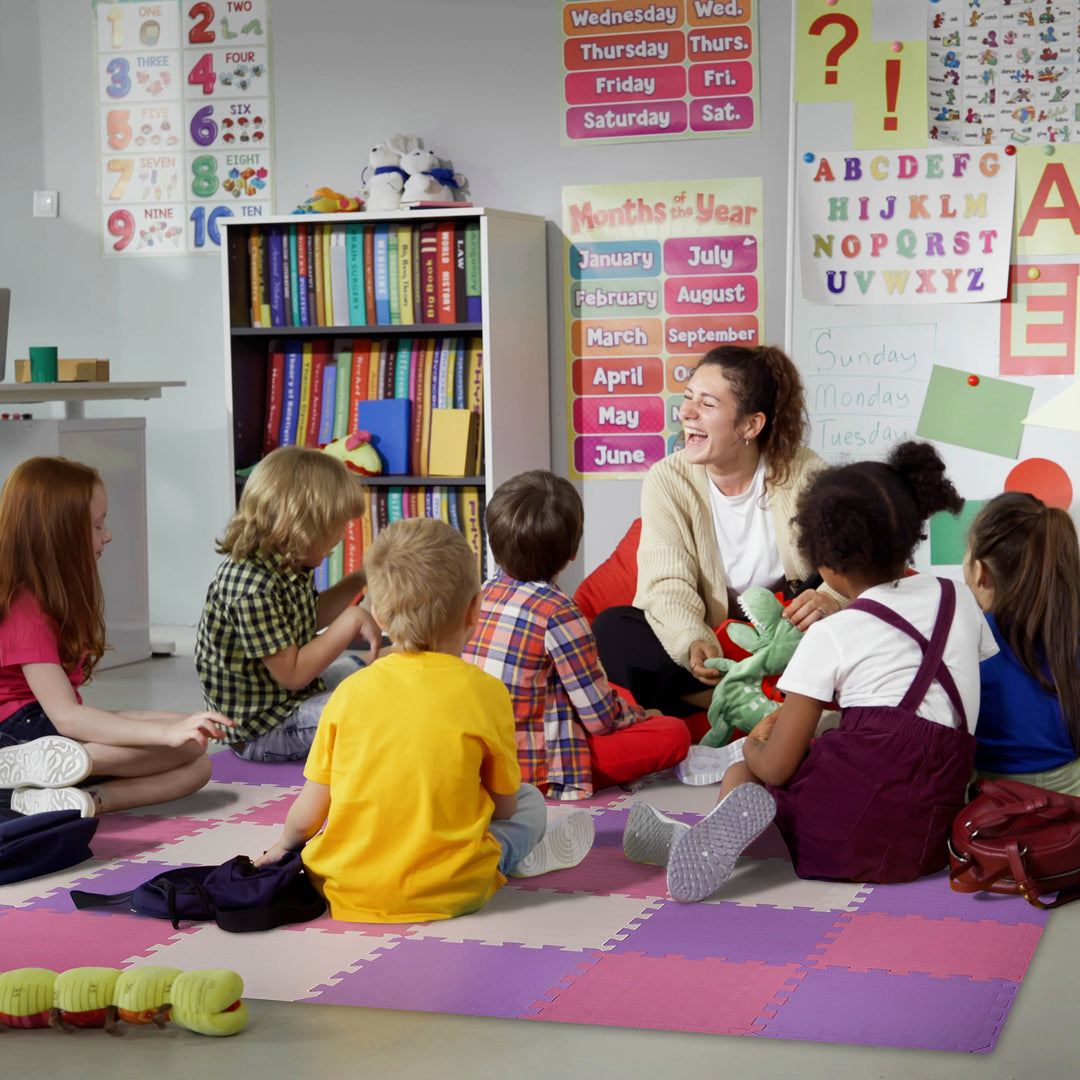 BalanceFrom 16 Tile Thick Interlocking Puzzle Foam Exercise Play Mat (Open Box) - VMInnovations