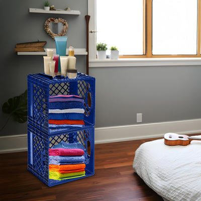 Juggernaut Storage 2-Pack Crate for Office Storage & Classroom Organization,Blue - VMInnovations
