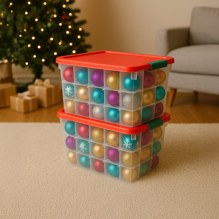 Homz 112 Qt Latching Holiday Storage Container Tote, Clear (2 Pack) (Open Box) - VMInnovations