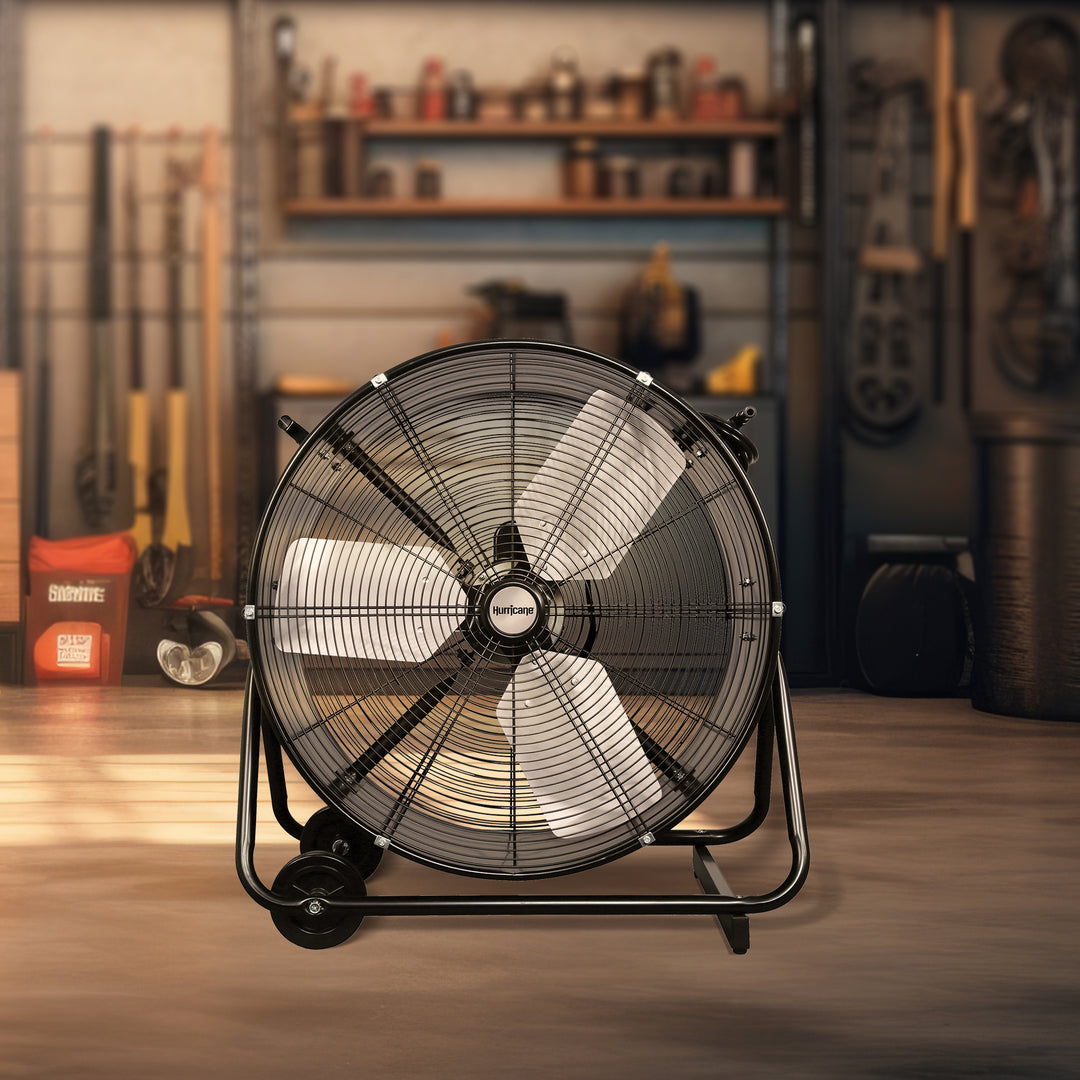 Hurricane Pro Series 24" Heavy Duty Adjustable Tilt Drum Fan, Black (Open Box)