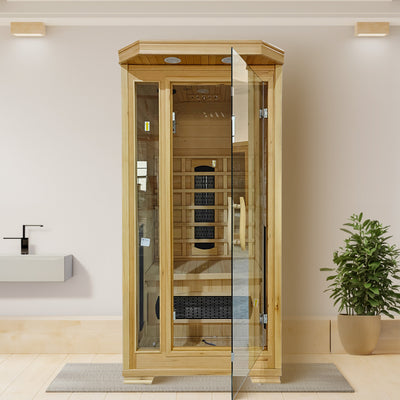 JOMEED's 6.2 Foot 2 Person Compact Home Wooden Sauna with Digital Control System