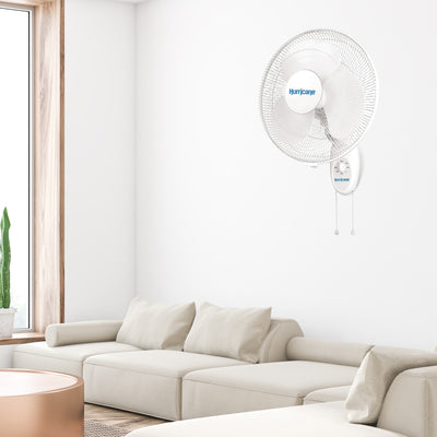 Hurricane Supreme 16 Inch 90 Degree Oscillating 3 Speed Wall Mounted Fan, White - VMInnovations