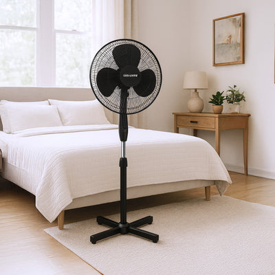 Cool-Living 16" Electric Oscillating Pedestal Fan with 3 Speed Options, Black - VMInnovations